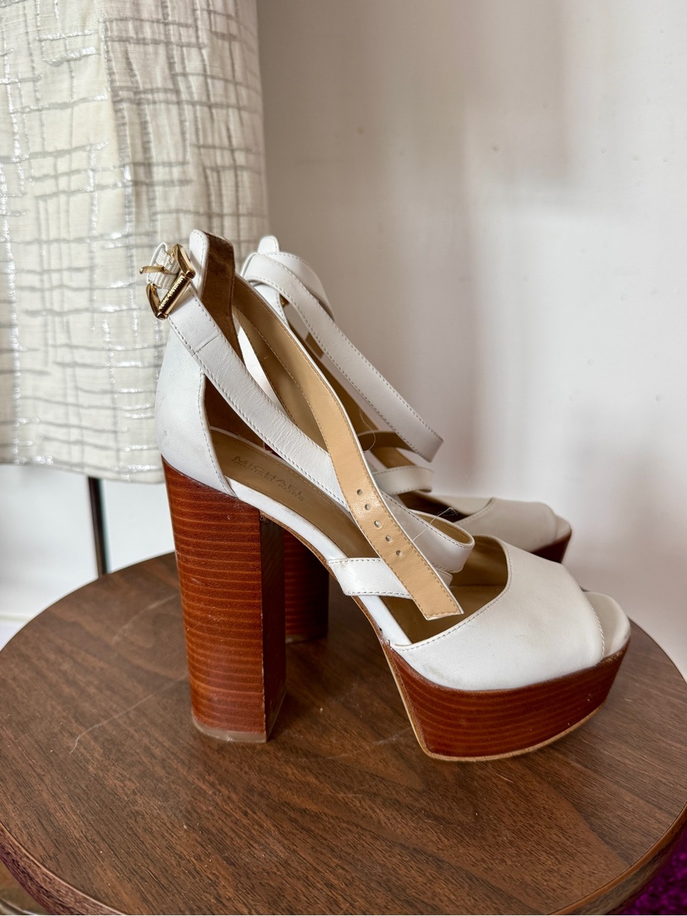 Michael Kors White Leather Platform Heels Size 6